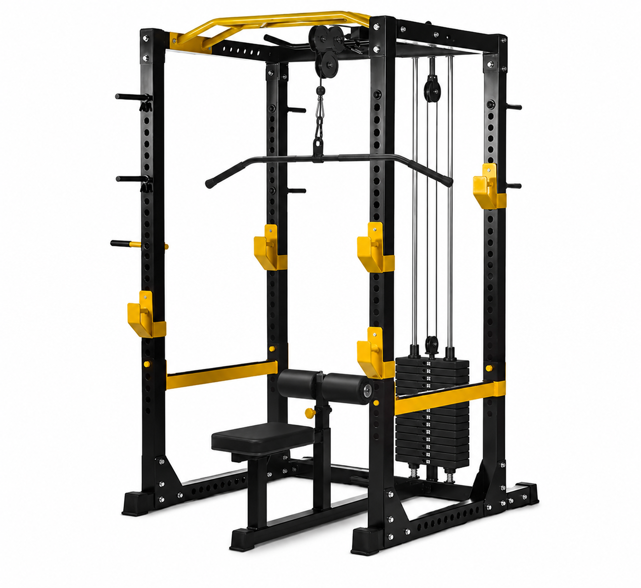 Squat and pulldown cage